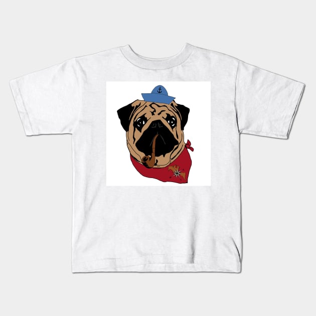 Sailor pug Kids T-Shirt by Noamdelf06